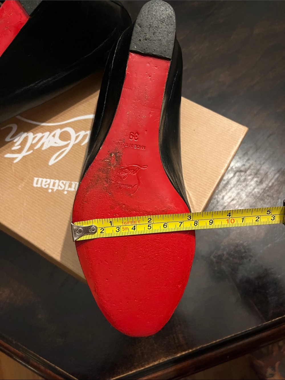 Christian Louboutin Black Leather Wedge Pumps - Picture 15 of 16